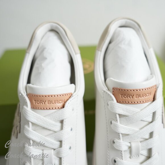 Tory Burch Color Block Signature T-Logo Leather Sneaker Shoes 161131 - Picture 8 of 11